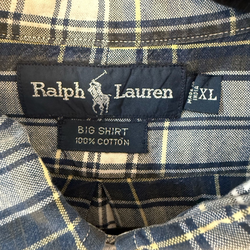 Ralph Lauren Navy, Cream & Yellow Plaid Button-Up Shirt